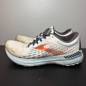 Brooks Adrenaline GTS 21 Running Sneakers Womens Size 8 White Blue Gray